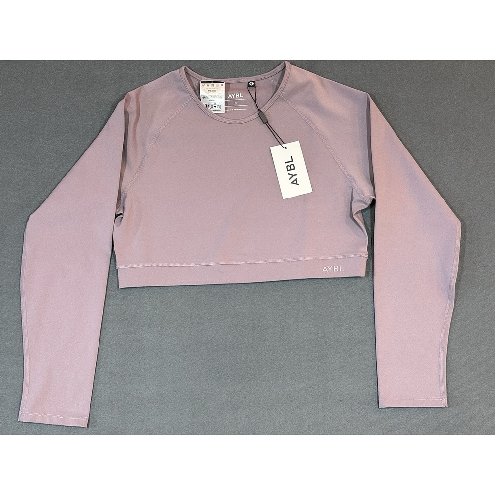 NEW Aybl Long Sleeve Crop Top Mauve Purple Yoga Activewear Size XL NWT